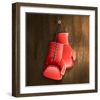 Boxing Gloves on Wall-Macrovector-Framed Photographic Print