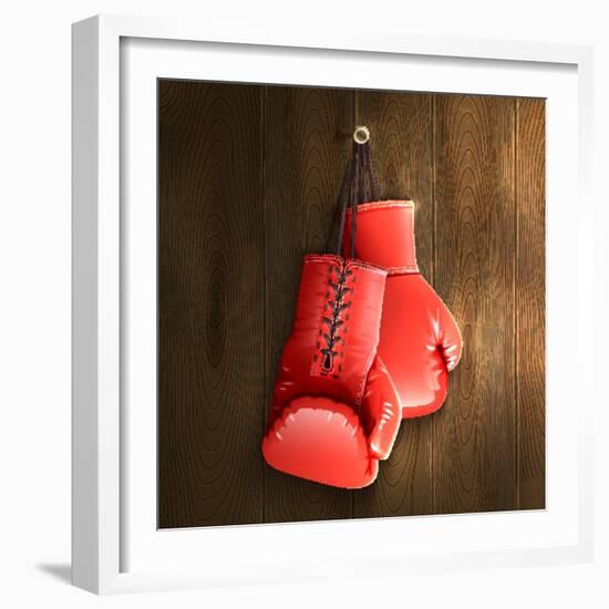 Boxing Gloves on Wall-Macrovector-Framed Photographic Print