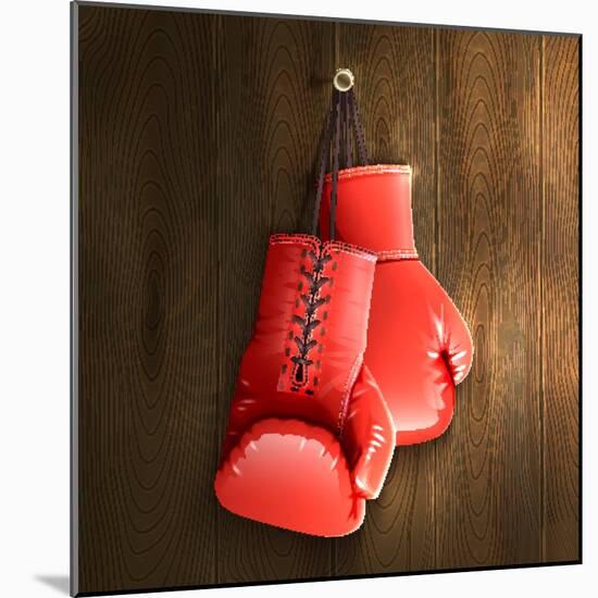 Boxing Gloves on Wall-Macrovector-Mounted Photographic Print