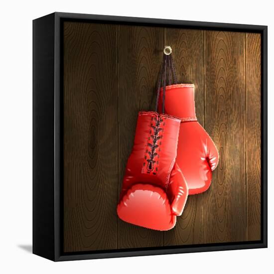 Boxing Gloves on Wall-Macrovector-Framed Stretched Canvas