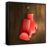 Boxing Gloves on Wall-Macrovector-Framed Stretched Canvas