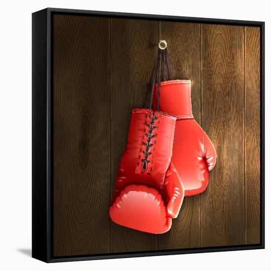 Boxing Gloves on Wall-Macrovector-Framed Stretched Canvas