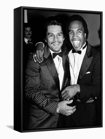 Boxing Greats Roberto Duran and Sugar Ray Leonard at 20th Anniversary of World Boxing Council-David Mcgough-Framed Stretched Canvas