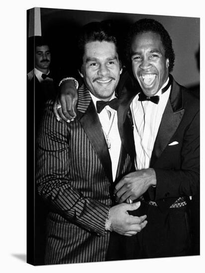 Boxing Greats Roberto Duran and Sugar Ray Leonard at 20th Anniversary of World Boxing Council-David Mcgough-Stretched Canvas