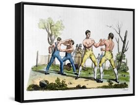 Boxing in England, Illustration from "Costume Antico E Moderno"-Vittorio Raineri-Framed Stretched Canvas