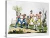 Boxing in England, Illustration from "Costume Antico E Moderno"-Vittorio Raineri-Stretched Canvas
