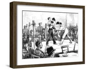 Boxing Match at a Men's Club, London, 1889-null-Framed Art Print