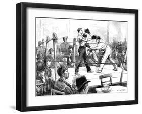 Boxing Match at a Men's Club, London, 1889-null-Framed Art Print