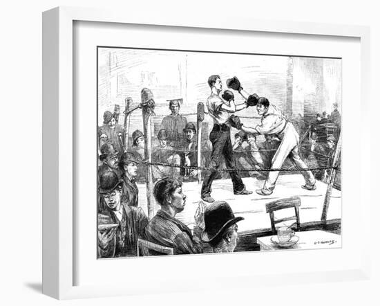 Boxing Match at a Men's Club, London, 1889-null-Framed Art Print