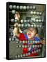 Boy, 3, Counts on an Abacus at a School in Allahabad-null-Framed Stretched Canvas