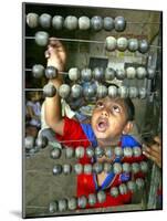 Boy, 3, Counts on an Abacus at a School in Allahabad-null-Mounted Photographic Print