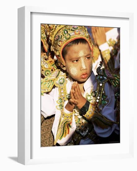 Boy About to Become a Monk, Shwedagon Pagoda, Yangon (Rangoon), Myanmar (Burma)-Upperhall-Framed Photographic Print