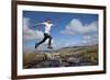 Boy (Aged 17) Jumping across Upland Stream-Mark Hamblin-Framed Photographic Print