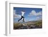 Boy (Aged 17) Jumping across Upland Stream-Mark Hamblin-Framed Photographic Print