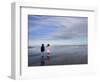 Boy Aged Four and Girl Aged Three on a Black Volcanic Sand Beach in Manawatu, New Zealand-Don Smith-Framed Photographic Print