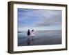 Boy Aged Four and Girl Aged Three on a Black Volcanic Sand Beach in Manawatu, New Zealand-Don Smith-Framed Photographic Print