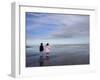 Boy Aged Four and Girl Aged Three on a Black Volcanic Sand Beach in Manawatu, New Zealand-Don Smith-Framed Photographic Print