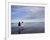 Boy Aged Four and Girl Aged Three on a Black Volcanic Sand Beach in Manawatu, New Zealand-Don Smith-Framed Photographic Print