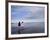 Boy Aged Four and Girl Aged Three on a Black Volcanic Sand Beach in Manawatu, New Zealand-Don Smith-Framed Photographic Print