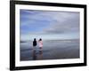 Boy Aged Four and Girl Aged Three on a Black Volcanic Sand Beach in Manawatu, New Zealand-Don Smith-Framed Photographic Print