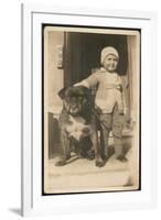 Boy and Bulldog-null-Framed Photographic Print