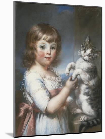 Boy and Cat-John Russell-Mounted Giclee Print