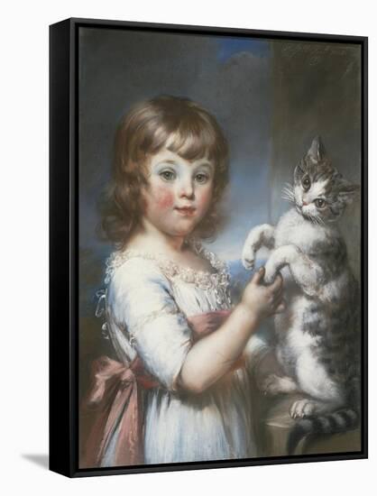 Boy and Cat-John Russell-Framed Stretched Canvas