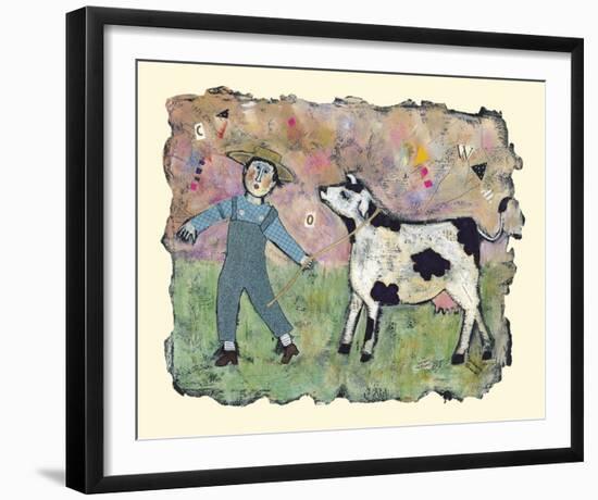 Boy and Cow-Barbara Olsen-Framed Giclee Print