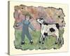 Boy and Cow-Barbara Olsen-Stretched Canvas