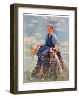 "Boy and Dog in Nature,"June 11, 1932-Eugene Iverd-Framed Giclee Print