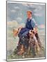 "Boy and Dog in Nature,"June 11, 1932-Eugene Iverd-Mounted Giclee Print