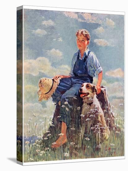 "Boy and Dog in Nature,"June 11, 1932-Eugene Iverd-Stretched Canvas