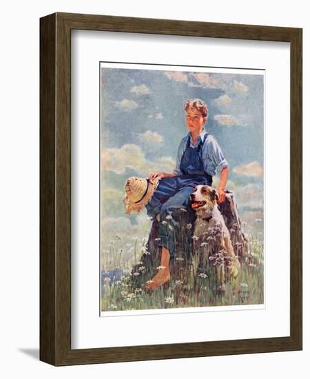 "Boy and Dog in Nature,"June 11, 1932-Eugene Iverd-Framed Giclee Print