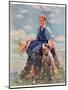 "Boy and Dog in Nature,"June 11, 1932-Eugene Iverd-Mounted Giclee Print