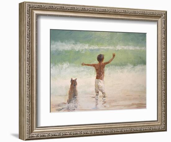 Boy and Dog, Lifeguard-Lincoln Seligman-Framed Giclee Print