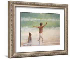 Boy and Dog, Lifeguard-Lincoln Seligman-Framed Giclee Print