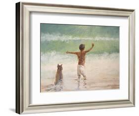 Boy and Dog, Lifeguard-Lincoln Seligman-Framed Giclee Print