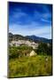 Boy and dog run to a deserted farmhouse over looking Frigiliana, Costa del Sol, Malaga Province...-Panoramic Images-Mounted Photographic Print