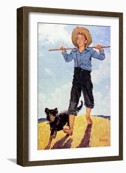 Boy and Dog-Norman Rockwell-Framed Giclee Print