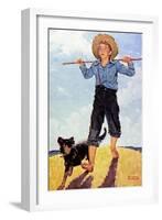 Boy and Dog-Norman Rockwell-Framed Giclee Print