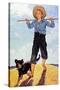 Boy and Dog-Norman Rockwell-Stretched Canvas