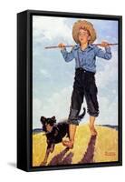 Boy and Dog-Norman Rockwell-Framed Stretched Canvas