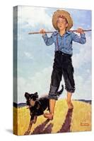 Boy and Dog-Norman Rockwell-Stretched Canvas