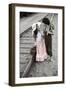 Boy and Girl Carrying Packs Walking by Railroad Tracks-Nora Hernandez-Framed Giclee Print