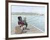 Boy and Girl Fishing Off of Dock-Nora Hernandez-Framed Giclee Print