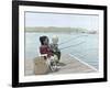 Boy and Girl Fishing Off of Dock-Nora Hernandez-Framed Giclee Print