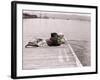 Boy and Girl Laying on Dock Fishing-Nora Hernandez-Framed Giclee Print