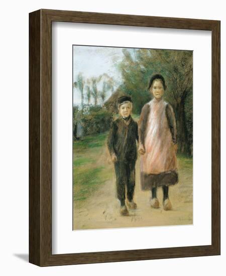 Boy and Girl on a Village Street, Ca 1897-Max Liebermann-Framed Giclee Print