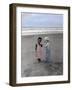 Boy and Girl on Beach Listening to Sea Shell-Nora Hernandez-Framed Giclee Print
