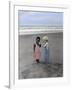 Boy and Girl on Beach Listening to Sea Shell-Nora Hernandez-Framed Giclee Print